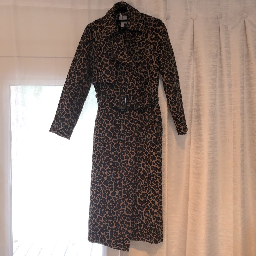 ASOS Long Leopard Trench coat